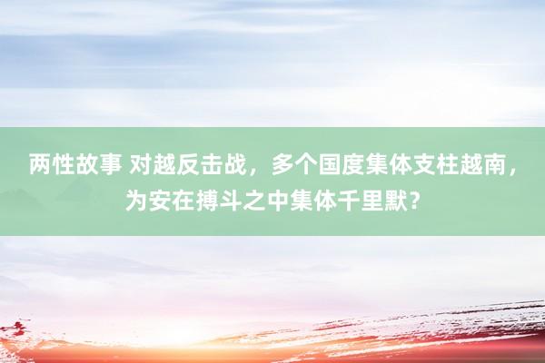 两性故事 对越反击战，多个国度集体支柱越南，为安在搏斗之中集体千里默？