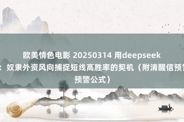 欧美情色电影 20250314 用deepseek学量化：奴隶外资风向捕捉短线高胜率的契机（附清醒信预警公式）